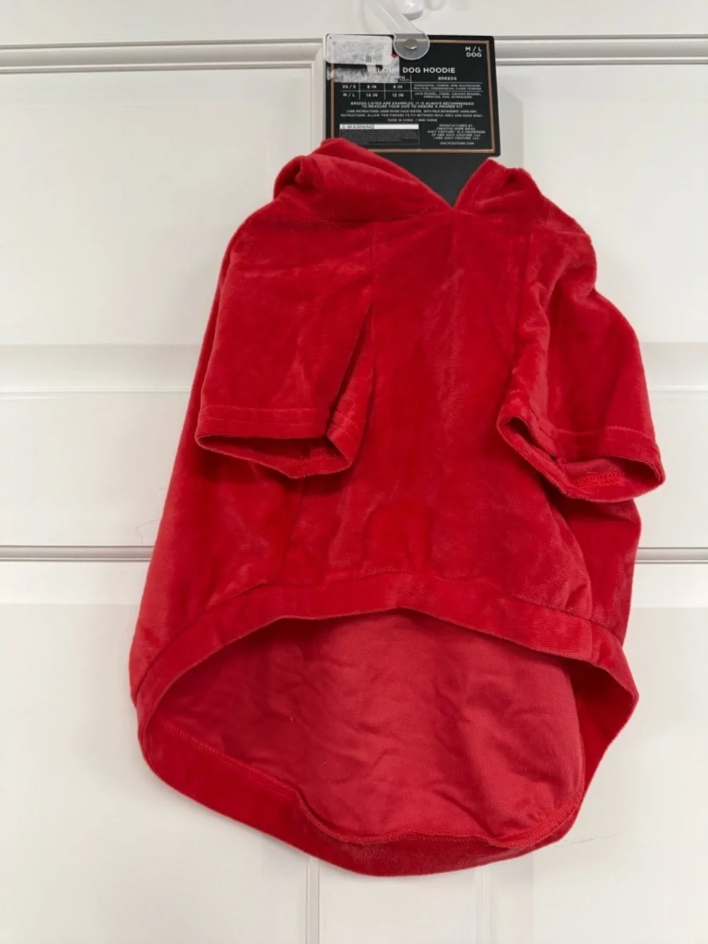 NWT Juicy Couture Bling Velour Dog Hoodie Shirt Medium / Large Red Velvet Sequin